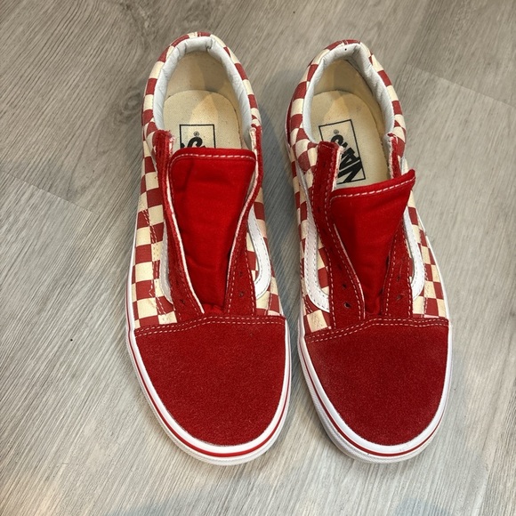 Vans Red and White Checkered Sneakers - Picture 1 of 6